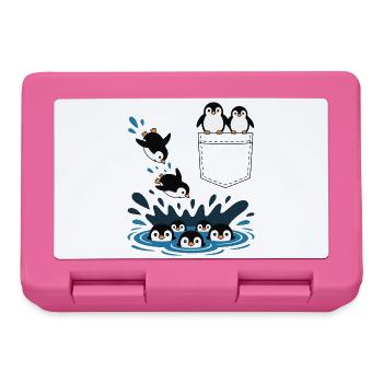 Penguin Jump Into The Water Pocket Design - Lunchbox - pink - Front