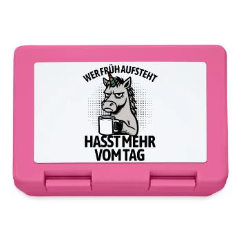 Unicorn - If you get up early, you hate more of the day - Lunchbox - pink - Front