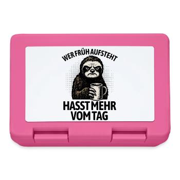 Sloth - If you get up early, you hate more of the day - Lunchbox - pink - Front