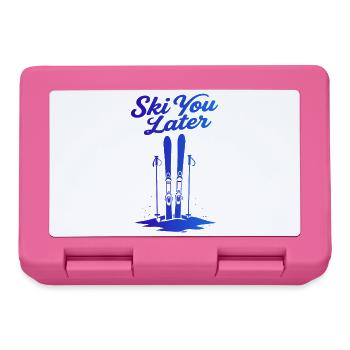 Skier plus tard : Drôle de dicton pour les skieurs - Boîte à goûter - rose - Devant