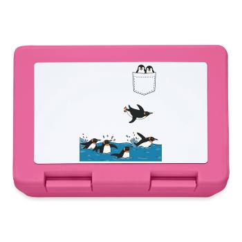 Penguin Jump Into The Water Pocket Design - Lunchbox - pink - Front