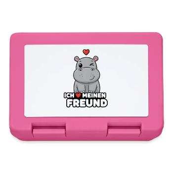 Hippopotame mignon, j’adore mon copain : design - Boîte à goûter - rose - Devant