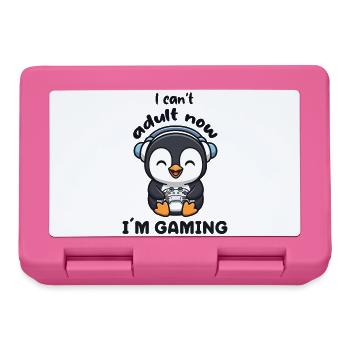 Je ne peux pas être adulte maintenant, je joue drôle, joueur drôle, Pingouin - Boîte à goûter - rose - Devant