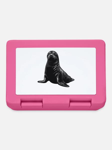 Schwarzer Seehund Portrait - Brotdose - Pink