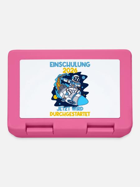 Einschulung 2026 Rakete Schulkind Schuleinführung - Brotdose - Pink