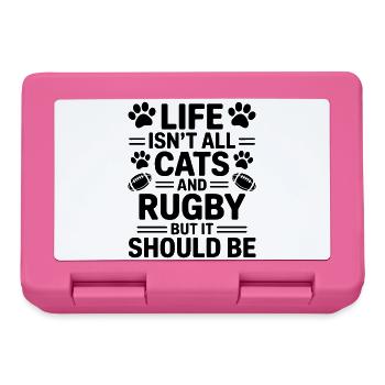 Rugby Sayings Cats Rugby Funny Rugby Gift - Lunchbox - pink - Front
