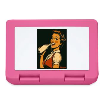 Dame rétro avec une boisson au lait - Boîte à goûter - rose - Devant