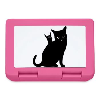 Black Cat – Devil Horns Silhouette - Lunchbox - pink - Front