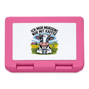 Je meugle le matin juste avec du café, drôle de café de vache - Boîte à goûter - rose - Devant