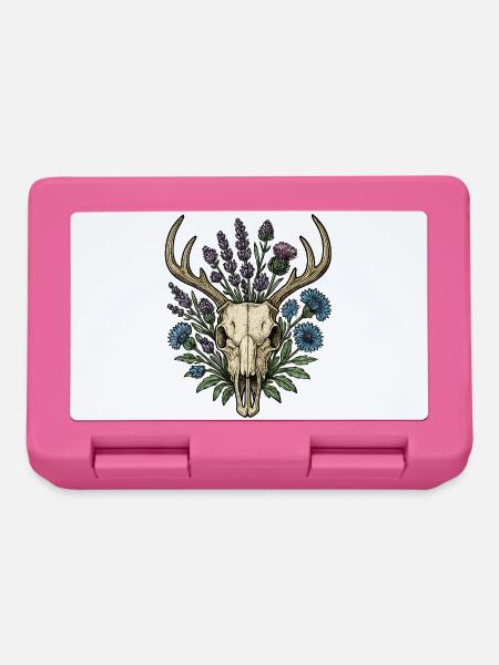 Deer bones with flower wreath - Lunchbox - pink