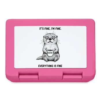Its Fine In Fine Coffee Otter Humor - Lunchbox - pink - Front