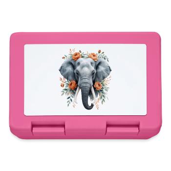 Éléphant avec une couronne de fleurs - Boîte à goûter - rose - Devant