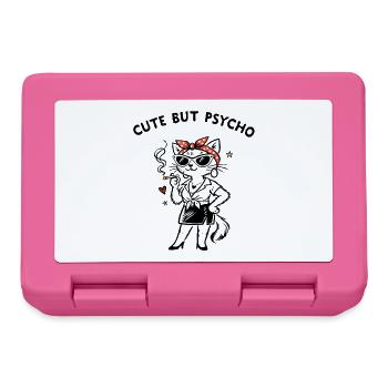 Cute but Psycho – Self-deprecating cat saying - Lunchbox - pink - Front