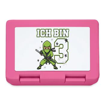 Ich bin 3 Ninja 3. Geburtstag Grüne Karate - Brotdose - Pink - Vorne