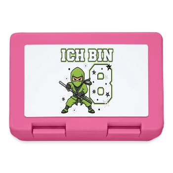 Ich bin 8 Ninja 8. Geburtstag Grüne Karate - Brotdose - Pink - Vorne