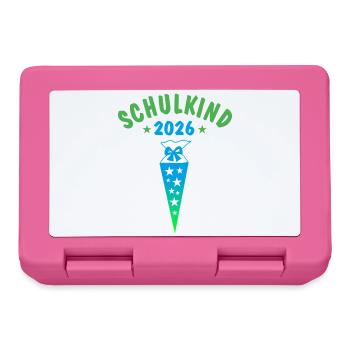 Schulkind 2026 Schultüte Sterne - blau grün - Brotdose - Pink - Vorne