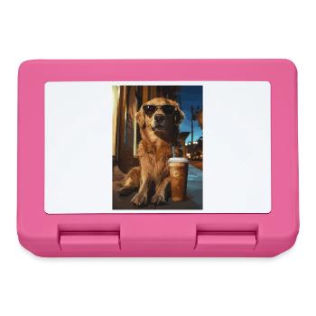 Golden Retriever mit Eiskaffee - Brotdose - Pink - Vorne