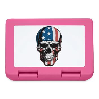 USA Totenkopf - Patriot Skull Design - Lunchbox - pink - Front