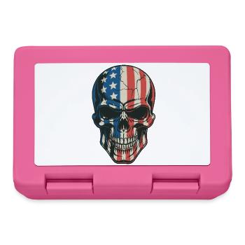 USA Totenkopf - Patriot Skull Design - Lunchbox - pink - Front