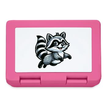 Niedlicher Waschbär Cartoon - Brotdose - Pink - Vorne
