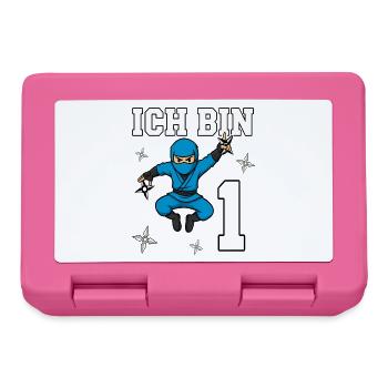 I'm 1 Ninja 1st Birthday Blue Karate - Lunchbox - pink - Front