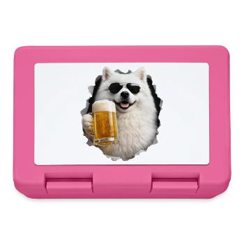 Japanischer Spitz Bier - Brotdose - Pink - Vorne