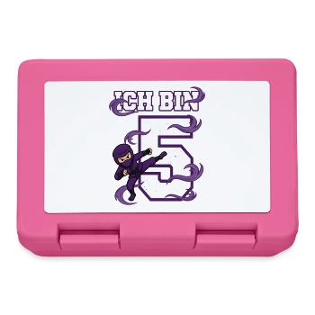 I'm 5 Ninja 5th Birthday Purple Karate - Lunchbox - pink - Front