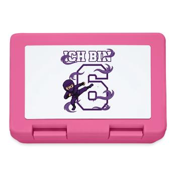 I'm 6 Ninja 6th Birthday Purple Karate - Lunchbox - pink - Front