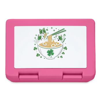 Katzen-Ramen Fiesta mit Glücksklee - Brotdose - Pink - Vorne