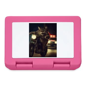 Chat à moto la nuit - Boîte à goûter - rose - Devant
