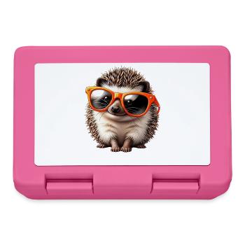 Hérisson avec des lunettes de soleil Hérisson Sarcasme Amoureux des animaux - Boîte à goûter - rose - Devant