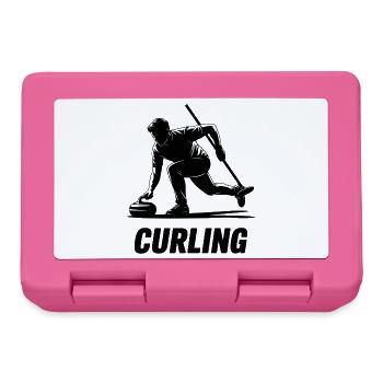 Curling Man Athlete Action Silhouette - Lunchbox - pink - Front