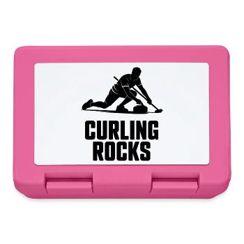 Curling Rocks Winter Sports Silhouette Man - Boîte à goûter - rose - Devant