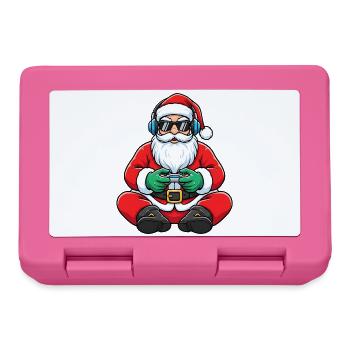 Gamer Santa Claus Playing Video Game Controller - Lunchbox - pink - Front