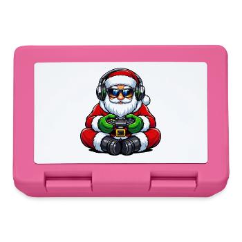 Gamer Santa Claus Playing Video Game Controller - Lunchbox - pink - Front