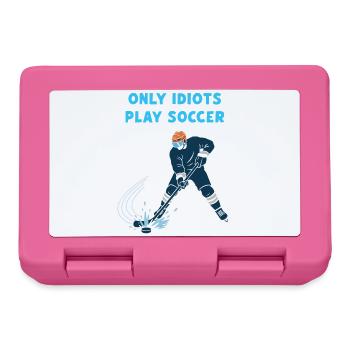 Hockey sur glace : seuls les idiots jouent au football ! - Boîte à goûter - rose - Devant