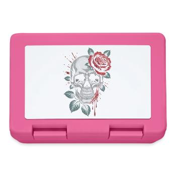 Rose on the skull: gloomy vintage tattoo style - Lunchbox - pink - Front
