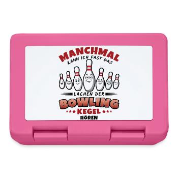 Bowling Lustiger Spruch – Lachende Kegel - Brotdose - Pink - Vorne