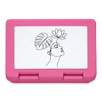 Minimalist Woman Line Art |Floral Botanical Design - Brotdose - Pink - Vorne
