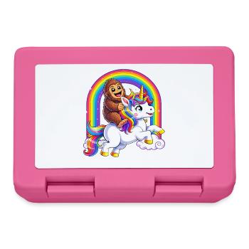 Bigfoot chevauchant licorne amoureuse de licorne Rainbow Sasquatch - Boîte à goûter - rose - Devant