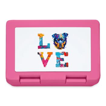 Rottweiler LOVE Dog Pop Art Colourful Portrait - Lunchbox - pink - Front