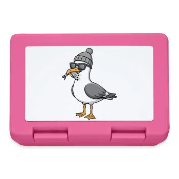 Mouette mouette de la lune avec casquette et poisson dans la bouche - Boîte à goûter - rose - Devant
