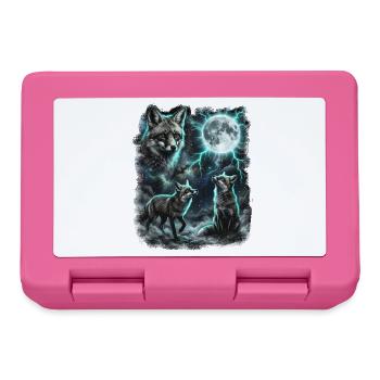 DREI Wilde Füchse mit Mond Wildlife-Designs - Brotdose - Pink - Vorne