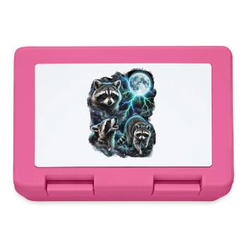 DREI Wilde Waschbären mit Mond Wildlife-Designs - Brotdose - Pink - Vorne