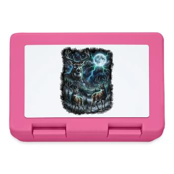 DREI Wilde Hirsche mit Mond Wildlife-Designs - Brotdose - Pink - Vorne