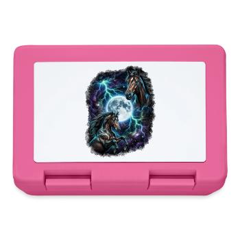 Zwei Wilde Pferde mit Mond Wildlife-Designs - Brotdose - Pink - Vorne