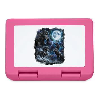 DREI Wilde Pferde mit Mond Wildlife-Designs - Brotdose - Pink - Vorne