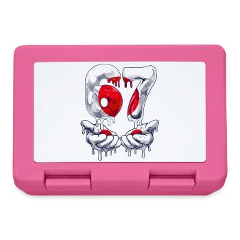 Fußball 67 Meme für Jungen Kinder 67 sechs sieben 6 7 - Brotdose - Pink - Vorne