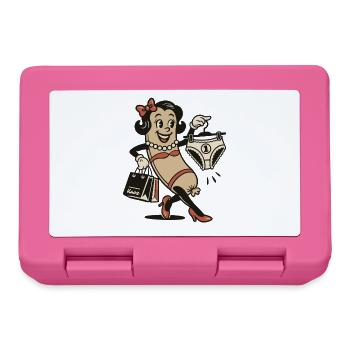 Vintage Pinup Mascot with Lingerie - Lunchbox - pink - Front