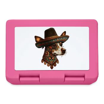 Dog Mexican Sugar Skull Sombrero Cinco De Mayo - Lunchbox - pink - Front